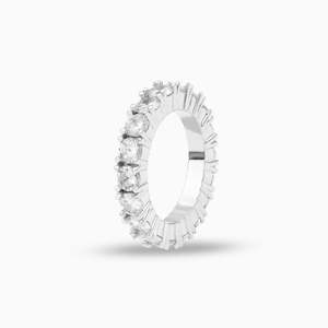 Classic Round Cut Eternity <b>Ring</b> | 925 Sterling <b>Silver</b> Wedding Band | Full Eternity <b>Stack</b> able <b>Ring</b> for Men - Product Image 1