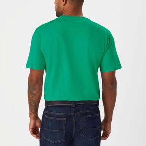 T-shirt en coton vert pour homme, coupe classique, col rond, manches courtes, décontracté, couleur unie, jersey tricoté, teint uni - Product Image 4