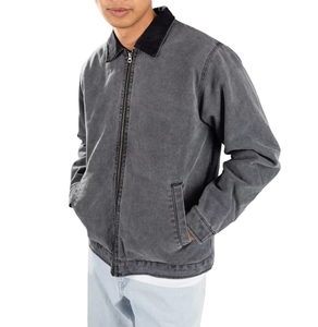 Men's Coated <b>Canvas</b> <b>Jacket</b> with Stand Collar Breathable & Windproof for Casual Wear Daily Use Easy Layering - Product Image 1