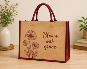 Sac fourre-tout en jute Bloom with Grace avec fermeture magnétique, sac de plage à main 40x32x15cm - Product Image 4