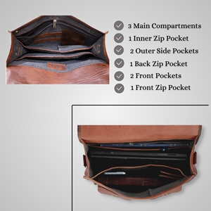 Maletín de Cuero Genuino Marrón Vintage de Alta Calidad para Hombre, Bolsa de Mensajero para Portátil - Product Image 3
