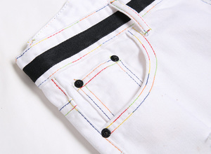 Shorts de Mezclilla para Hombre, Estilo Casual de Verano, Corte Recto, Cintura Media, Desgastados y Rotos, de Algodón - Product Image 2