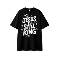 Camiseta Negra Oversize para Hombre, Estilo Casual Holgado, Ecológica, Estilo Urbano Cristiano, Manga Corta, Transpirable, de Secado Rápido, 100%