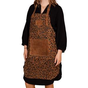 Delantal de Cocina de Cuero con Estampado de Leopardo, Delantal de Chef para Mujeres y Hombres, Ideal para Limpieza en Restaurantes - Product Image 1