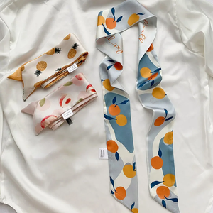 Nuevo Pañuelo de Moda de Seda con Estampado de Frutas para Mujer, Bufanda de Seda de 90cm de Largo, Pañuelo Estrecho para el Cuello, Lazo para el Cuello - Product Image 2