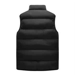 Chaleco de lana azul sin mangas para hombre, cuello alto, cremallera frontal, chaqueta acolchada informal ecológica, ajuste regular, poliéster, color liso - Product Image 2
