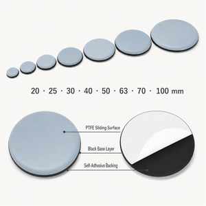 Glissières de <span class=keywords><strong>chaise</strong></span> de bureau en PTFE autocollantes de 70 mm pour déplacement fluide sur sols durs - Product Image 2