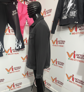 Veste en jean vintage bleue en coton, style vieilli avec trous, pour hommes, personnalisable, vente en gros - Product Image 3