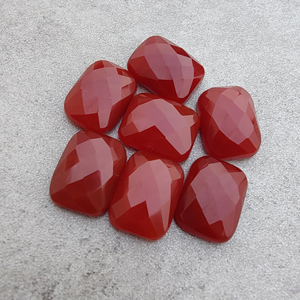 Natural Red Onyx Checker Cut Rectangle <b>Cushion</b> AAA+ Gemstone, Flat Back Calibrated Loose Stone All Sizes Available - Product Image 4