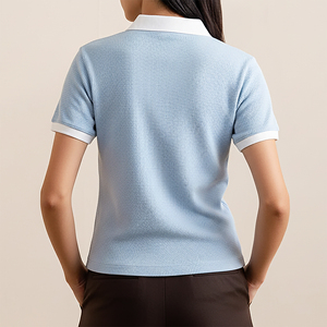 Camiseta de Verano de Manga Corta con Cuello Camisero, Transpirable y Ecológica, con Apliques de Logotipo Personalizado, de Secado Rápido, Color Sólido, Corte Regular para Mujer - Product Image 2