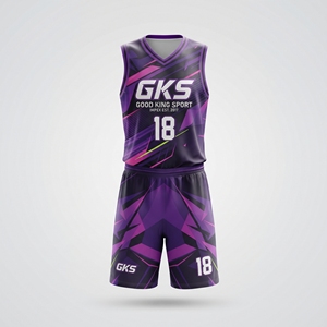 Conjunto de Camiseta y Pantalones Cortos de Baloncesto Personalizados en Rosa y Morado, Diseño Gráfico Sublimado, Uniforme de Equipo, Ropa Deportiva Transpirable para Hombre y Jóvenes - Product Image 1