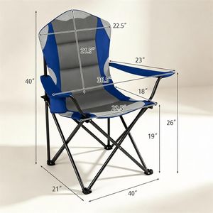 Confezione da 2 pezzi per impieghi gravosi # Sedie da campeggio imbottite in Oxford 600D (portata 150 kg) - Sedie da giardino portatili con portabicchieri - Logo OEM per parchi - Product Image 2