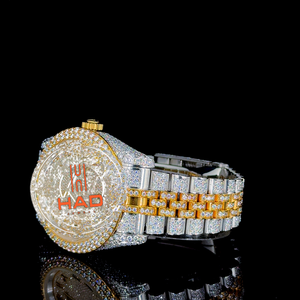 Reloj de Lujo con Diamantes Cultivados en Laboratorio, Dos Tonos de Oro, Bisel con Diamantes, Reloj de Diseño para Hombre, Joyería de Moda Hip Hop - Product Image 3