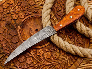 Custom Handmade Damascus Steel Chef Fillet <b>Knife</b> | 8" Ambidextrous Wood Handle Multi-Purpose Fishing <b>Kitchen</b> <b>Knife</b> Best Gift for - Product Image 3