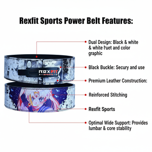 Cinturón de levantamiento de pesas Rexfit Sports Custom Lever, cinturón grueso de soporte lumbar para gimnasio, cinturón de entrenamiento de poliéster y cuero. - Product Image 5