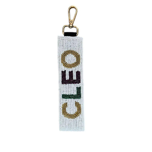 Special Mardi Gras Cleo Beaded Keychain Wristlet Multicolor Personalized <b>Name</b> Handmade Boutique Fashion Adjustable Gift Everyday - Product Image 1