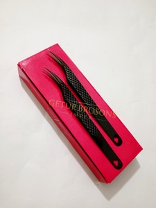 Pinzas para Pestañas Personalizadas Dolphin, Acero Inoxidable con Recubrimiento de Plasma Negro, Punta Lisa/de Fibra, 10 mm, 90 Grados, Herramientas de Precisión para Pestañas - Product Image 2