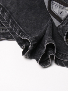Women Mid Waist <b>Boot</b> Cut Denim Shorts Quick Dry 3D Pattern Versatile Chic Winter Streetwear Vintage Style - Product Image 4