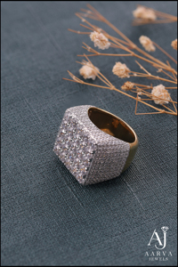 Bague Moissanite Carrée en Grappe Or Rose Rhodié Argent 925 Style Hip Hop Réglable pour Fiançailles Mariage Cadeau Bijoux Sertissage Pavé - Product Image 3
