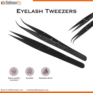 Pince à épiler Stahlmann Pro de haute qualité avec logo personnalisé, en acier inoxydable, lisse et dentelée, fine, durable, prise en main parfaite BSB-733-11BLK - Product Image 4