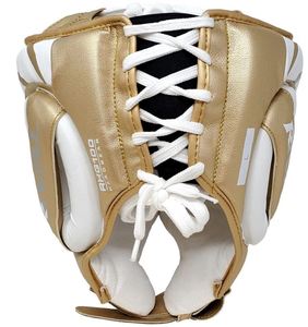 Protège-tête de boxe Rival Professional 100 Series blanc et or, en EVA, réglable, avec visière anti-buée et fermeture auto-agrippante, pour adultes unisexe - Product Image 5