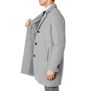 Manteau long en laine gris pour homme, col en V, double boutonnage, coupe droite, chaud et décontracté, idéal pour l'hiver - Product Image 5