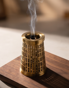 Handmade Metal <b>Incense</b> <b>Cone</b> Holder Conical Tower Burner Slotted Cutout Pattern Rim Stand - Product Image 2