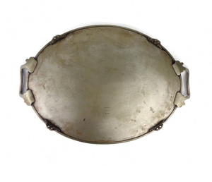 Bandeja de Servir Vintage al por Mayor con Acabado de Latón y Asas Fundidas, Plato Decorativo Redondo de Metal en Tono Oro Antiguo en Venta - Product Image 4