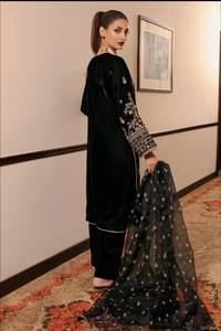 Conjunto de Pantalón y Blusa de Diseñador, Estilo Coreano, Satén de Seda, Organza Pesada, Dupatta con Bordado Rico, Estilo Bollywood, Largo hasta el Suelo, para Fiesta - Product Image 4