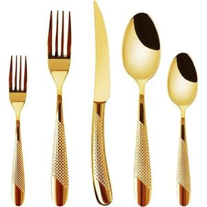 Wedding Decoration Gold Flatware <b>Sets</b> 5 Pcs Western Style Luxury Cutleries BPA Free Modern Design Gold Silverware For Tableware - Product Image 2