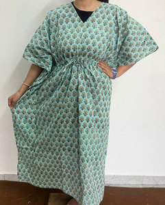 Elegante Vestido Kaftán de Algodón Estampado para Mujer, Perfecto para Uso Casual y Salidas de Verano - Product Image 1