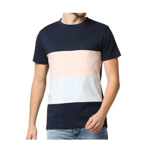 เสื้อยืดคอกลมแขนสั้นผู้ชาย ผ้าฝ้าย 100% ระบายอากาศได้ดี เป็นมิตรกับสิ่งแวดล้อม ลายทาง  น้ำหนัก 230 กรัม ทรงปกติ สวมใส่สบาย - Product Image 4