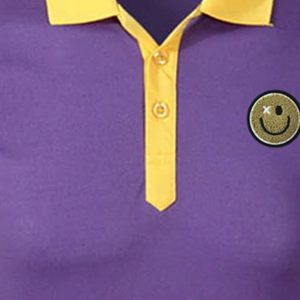 Men's <b>Purple</b> Short Sleeve <b>Polo</b> <b>Shirt</b> With Yellow Collar And Cuffs Embroidered Logo Casual Solid Color Breathable Regular Fit - Product Image 4