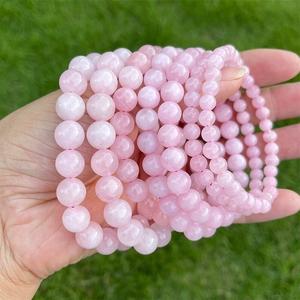 Natural Stone Rose Quartz Crystal Beads Folk Art Fairy Style Round Polished Handmade Bracelets Women <b>Men</b> Healing Energy 8mm - Product Image 6