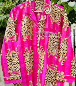 Women Loungewear Set Tiger Print Pajamas Cotton Long Sleeve Shirt <b>Pants</b> Sleepwear OEM - Product Image 2