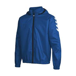 Men's Blue Hooded <b>Racer</b> <b>Jacket</b> Solid Color Zipper Closure Windproof Polyester Sporty Autumn Wear - Product Image 1