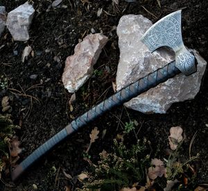 Hacha Vikinga con Cabeza de Acero al Carbono Forjado a Mano, para Uso Industrial y Bricolaje, Mango de Madera Natural, Hoja de 6 Pulgadas, Longitud Total de 18 Pulgadas - Product Image 5
