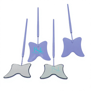 Produit phare : Miroir pour extensions de cils en forme de papillon, avec revêtement en poudre violet brillant et poignée à motif diamant. - Product Image 4