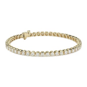 สร้อยข้อมือเพชรเทนนิสทองคำแท้ 14K ต่อเนื่องตลอดทั้งเส้น ประดับเพชรทรงกลมเจียระไนแบบบริลเลียนท์ เพชรเพาะเลี้ยงในห้องปฏิบัติการ 4.00 กะรัต G-SI2 เครื่องประดับชั้นดี ของขวัญ - Product Image 2