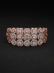 925 <b>Silver</b> Elegant Wide Rose Gold <b>Cuff</b> Multi-Shape Diamond Chain Link <b>Bracelet</b> Women Luxury Baguette Pear Shape Bridal Trendy - Product Image 6