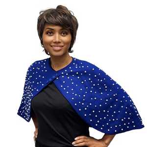 Capelet Royal Pearl pour femme, orné de perles, à manches courtes, élégant, châle de soirée, pour événements formels, accessoire de mode - Product Image 2