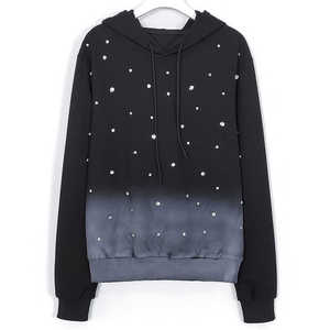 Sudadera con Capucha Unisex, Color Degradado, Adornada con Pedrería, Tejida, Informal, para Otoño, Corte Regular, 100% Poliéster - Product Image 1