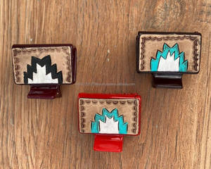 Pinzas para el pelo de cuero grabadas hechas a mano con estilo occidental para mujer - Product Image 4