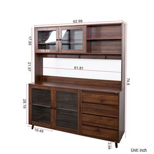 Mobile dispensa da cucina autoportante grande da 63 pollici con 4 ante e 4 cassetti, mobiletto per microonde, set di 4 pezzi - Product Image 4