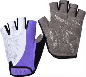 Gants de cyclisme légers antidérapants à demi-doigts, motif floral, respirants, en PU, unisexe, fermeture auto-agrippante, gants de course - Product Image 5