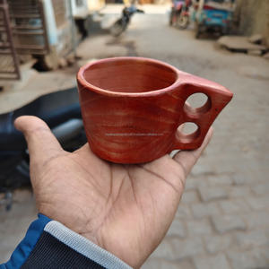 Tasse à café en bois de qualité supérieure avec poignée pour thé ou vin, tasse en bois de teck avec taille, forme et logo personnalisables - Product Image 5