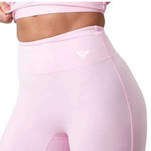 Women's Pink <b>High</b> Waist Capri Yoga Leggings-Seamless Stretch Spandex/Nylon Fabric Comfortable Fit Thin <b>Knee</b>-Length Casual - Product Image 4