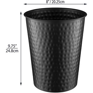 Poubelle noire mate martelée décorative multi-usages pour salles de bain, cuisines, halls, balcons, bureaux et entrées - Product Image 6