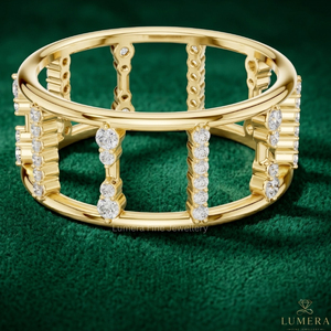 Anillo de Diamantes de Diseño Abierto para Mujer, Oro Amarillo, Anillo de Boda o Aniversario - Product Image 2