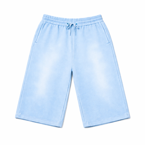 Shorts Jorts en molleton pour hommes, en coton épais, avec cordon de serrage long, longueur genou, délavé à l'acide, double taille, personnalisés, sans taxes aux États-Unis - Product Image 2